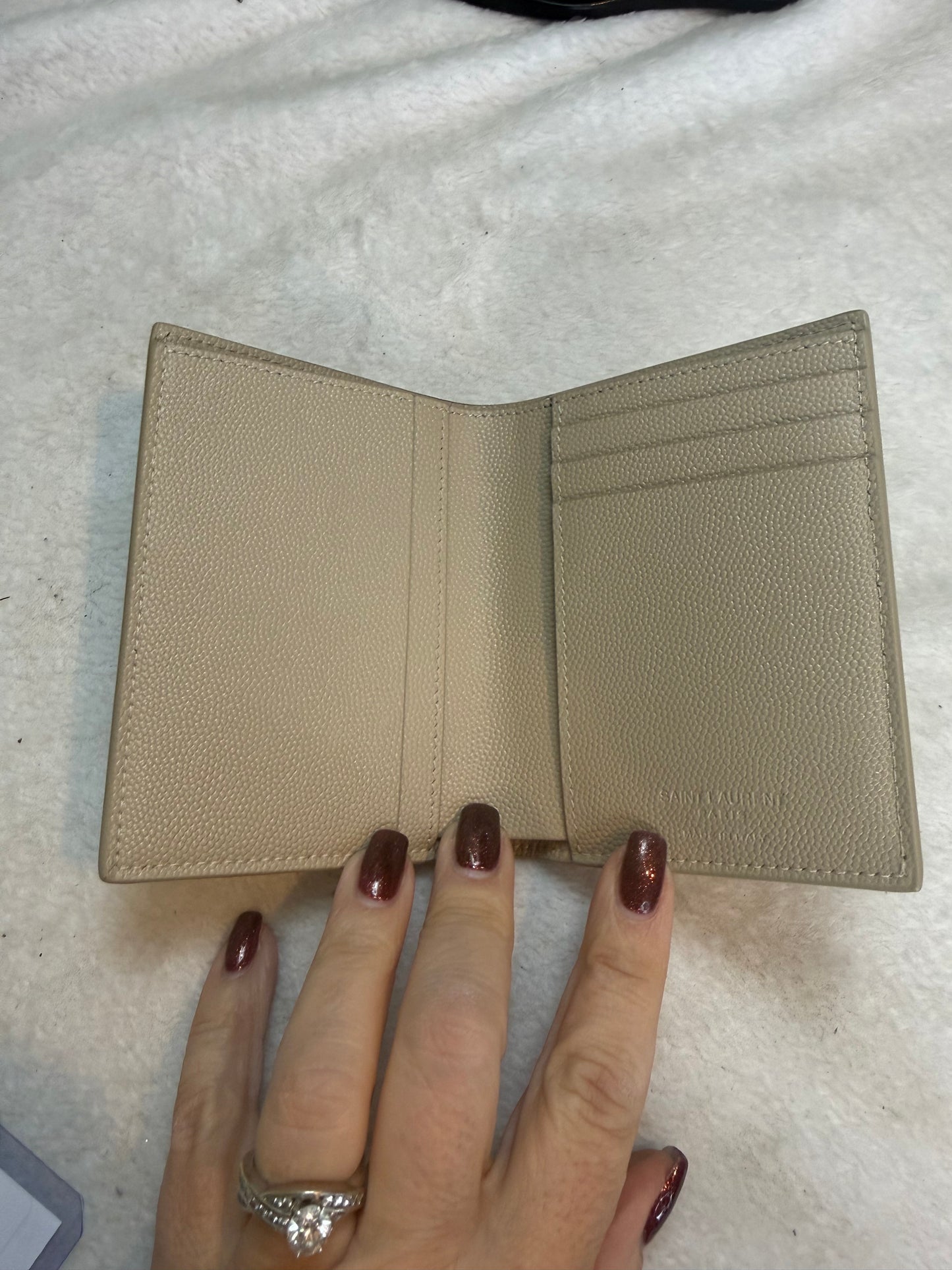 631. YSL Taupe Grain Cassandre Wallet