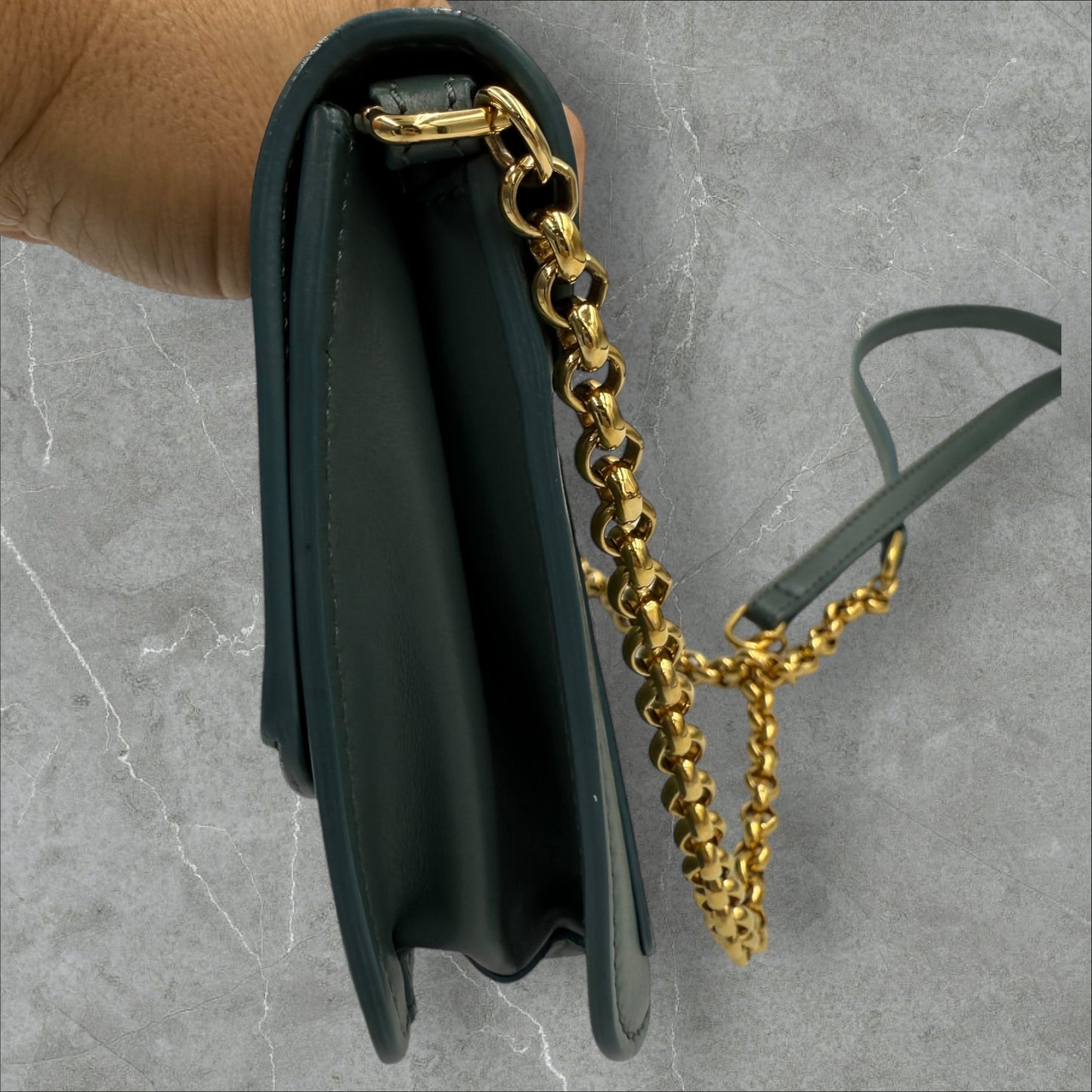 316. Chloe Leather C Smog Blue Shoulder Bag