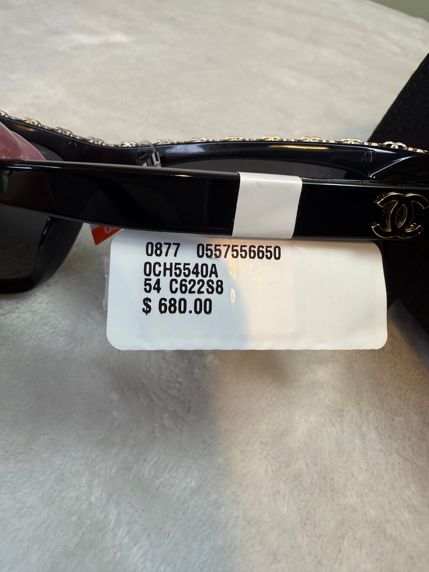 1789. Chanel Black Butterfly Sunglasses with Gold Chain