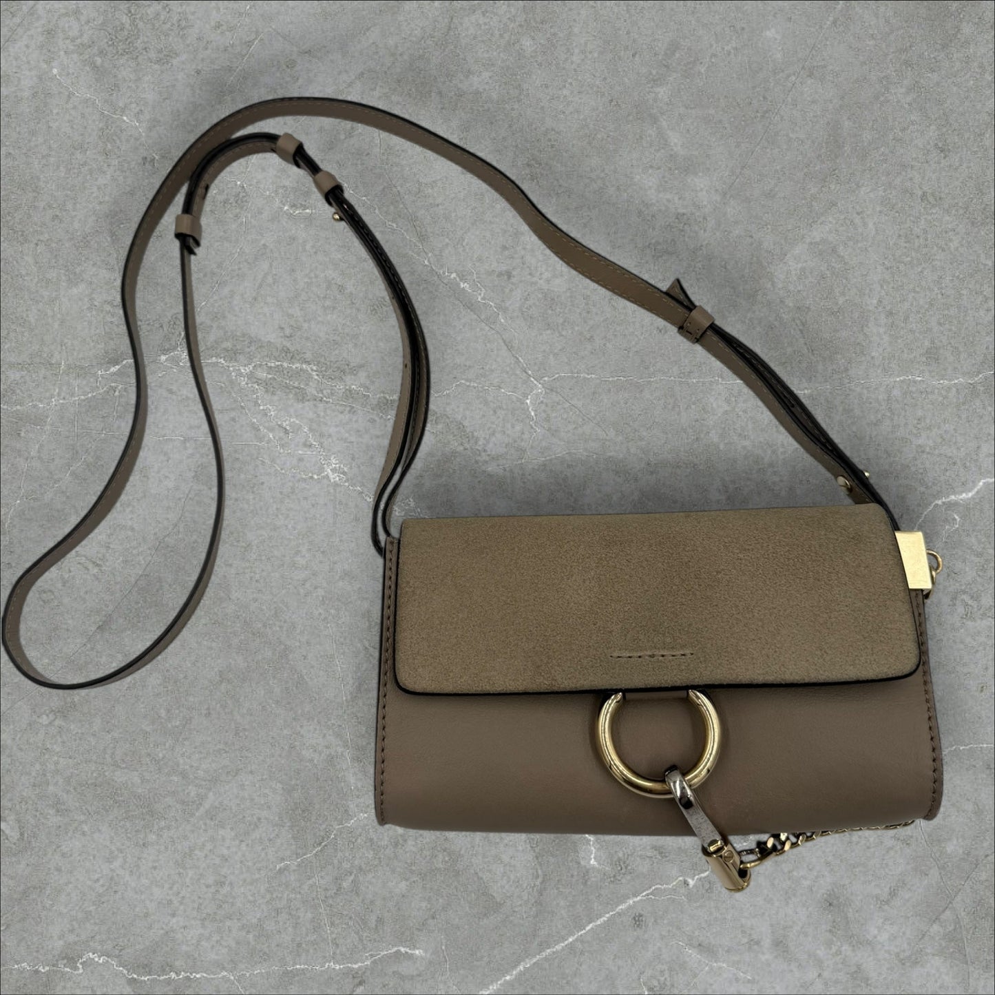 330. Chloe Faye Mini Shoulder/Crossbody In Grey Suede and Leather