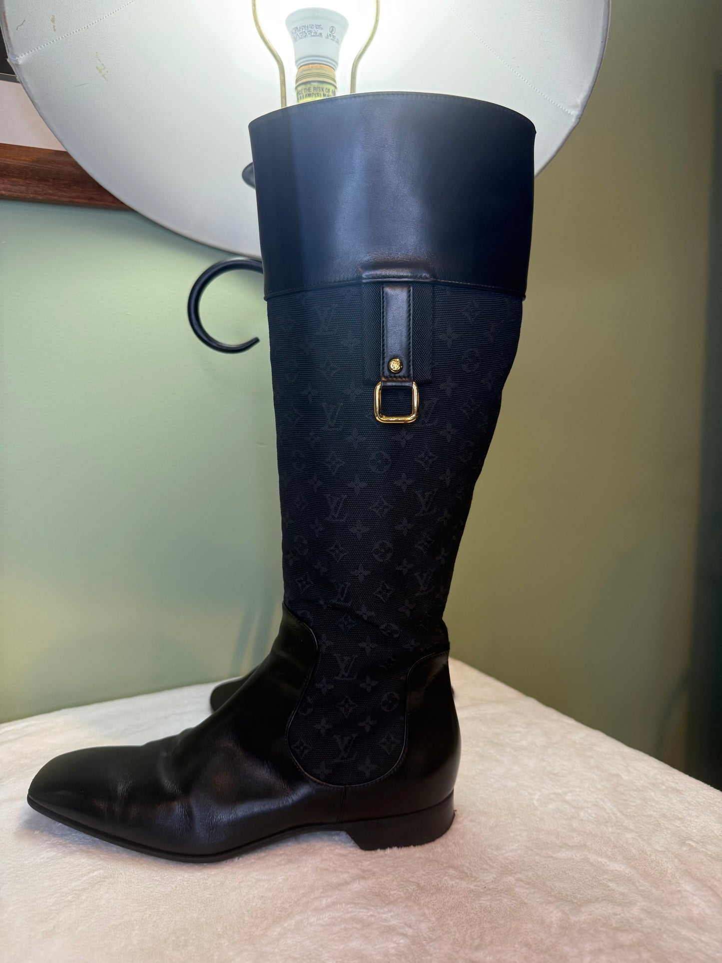 1832. Louis Vuitton Monogram Mini Lin Riding Boots 37.5
