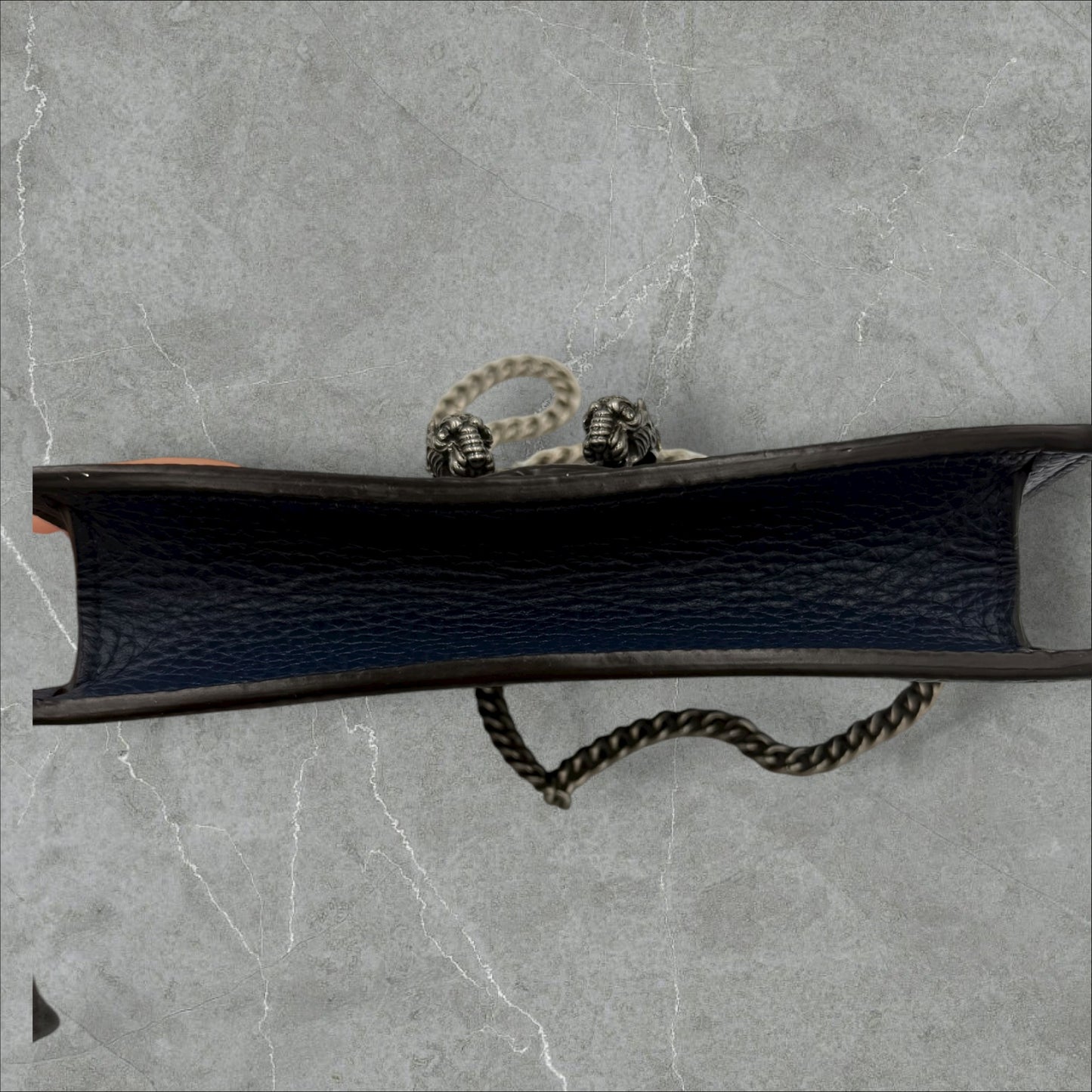 268. Gucci Navy Super Mini Leather Dionysus Chain Wallet