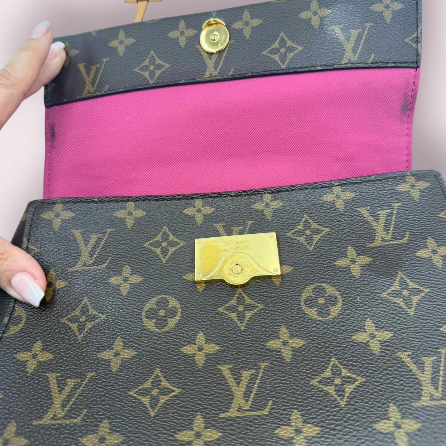 247. Louis Vuitton Monogram Cluny BB Bordeaux X Fuchsia