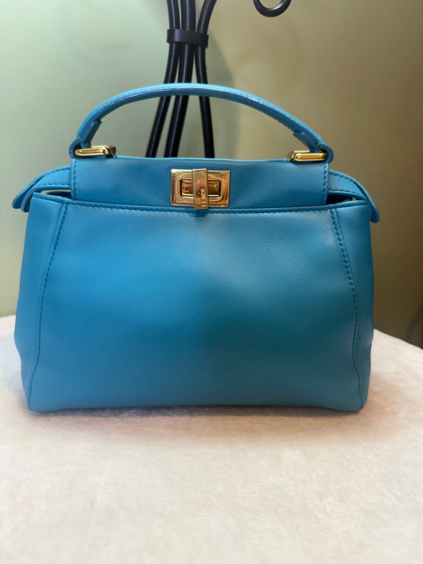 1817. Fendi Blue Nappa Mini Peekaboo