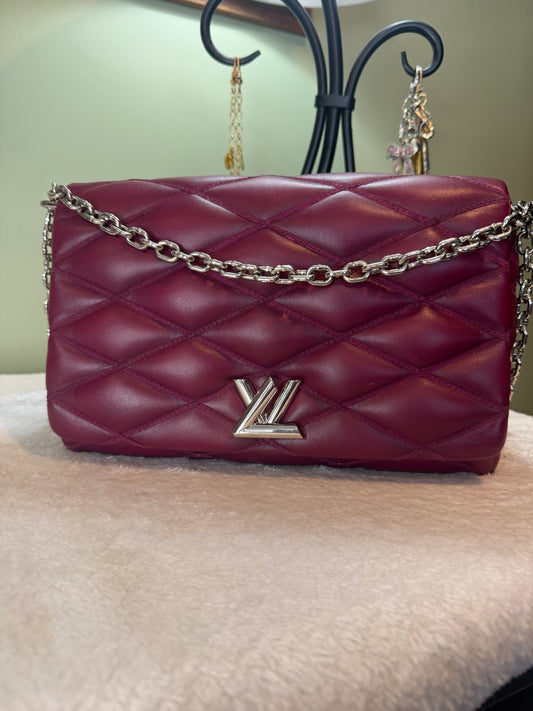 484. Louis Vuitton Burgundy GO-14 Malletage MM Quilted Lambskin