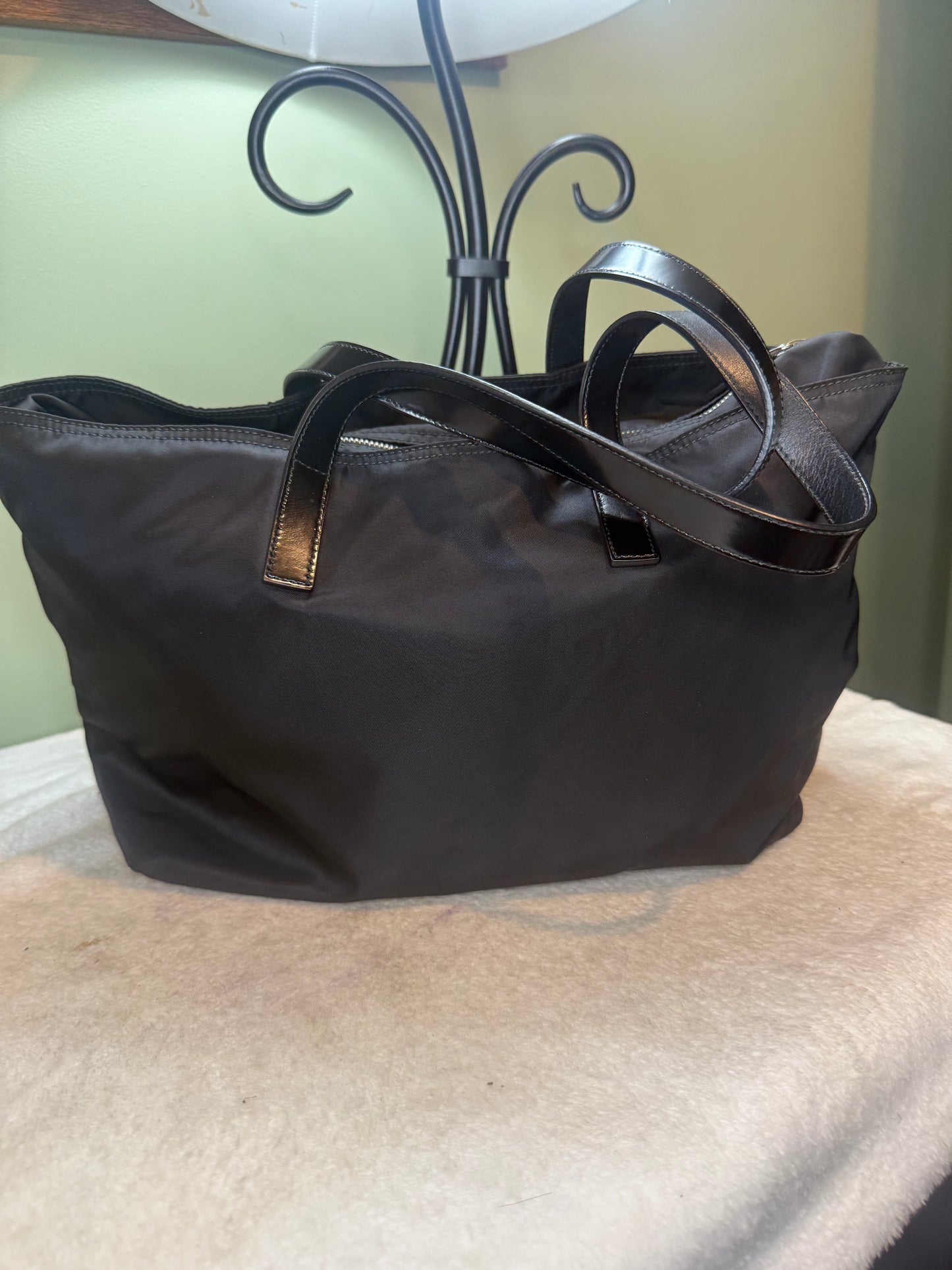1444. Prada Black Nylon Tote Bag