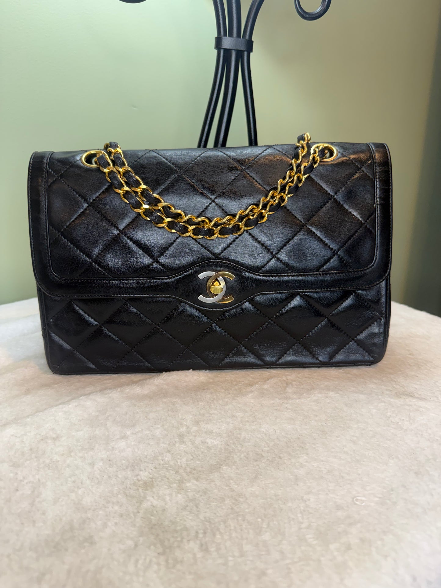 1037. Chanel Black Lambskin Double Flap