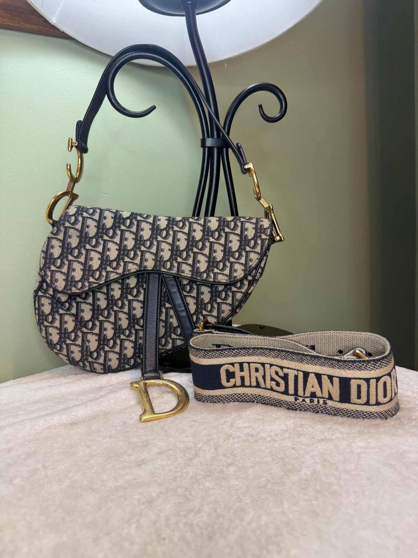 1185. Christian Dior Oblique Jacquard Saddle Bag