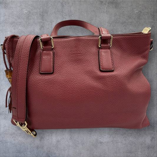 Gucci Pink Bamboo Tassel Leather 2 way Tote