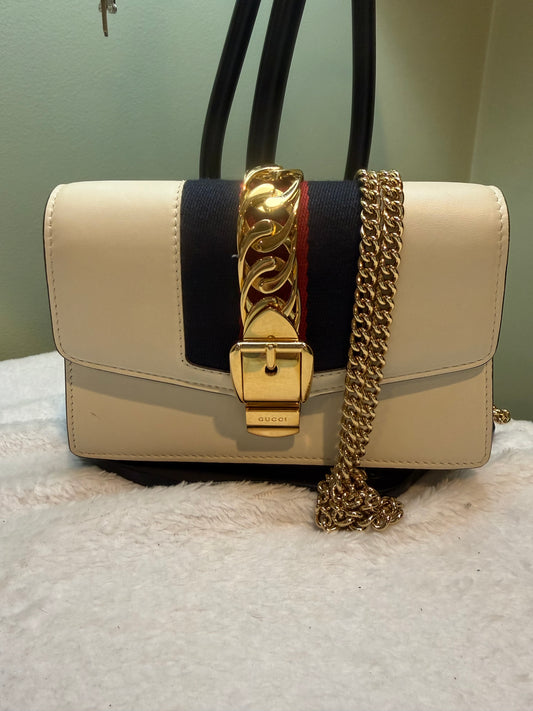 417. Gucci Calfskin Super Mini Sylvie Chain Shoulder Bag