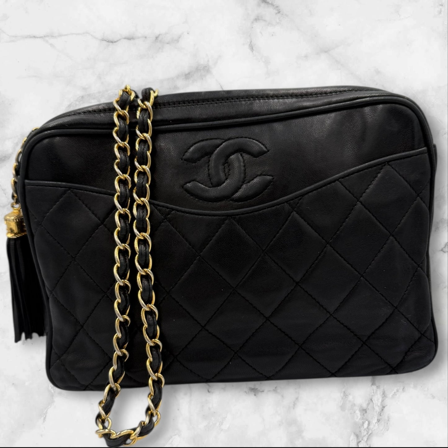 356. Chanel Black Series 0 (1986-1988)  Camera Bag