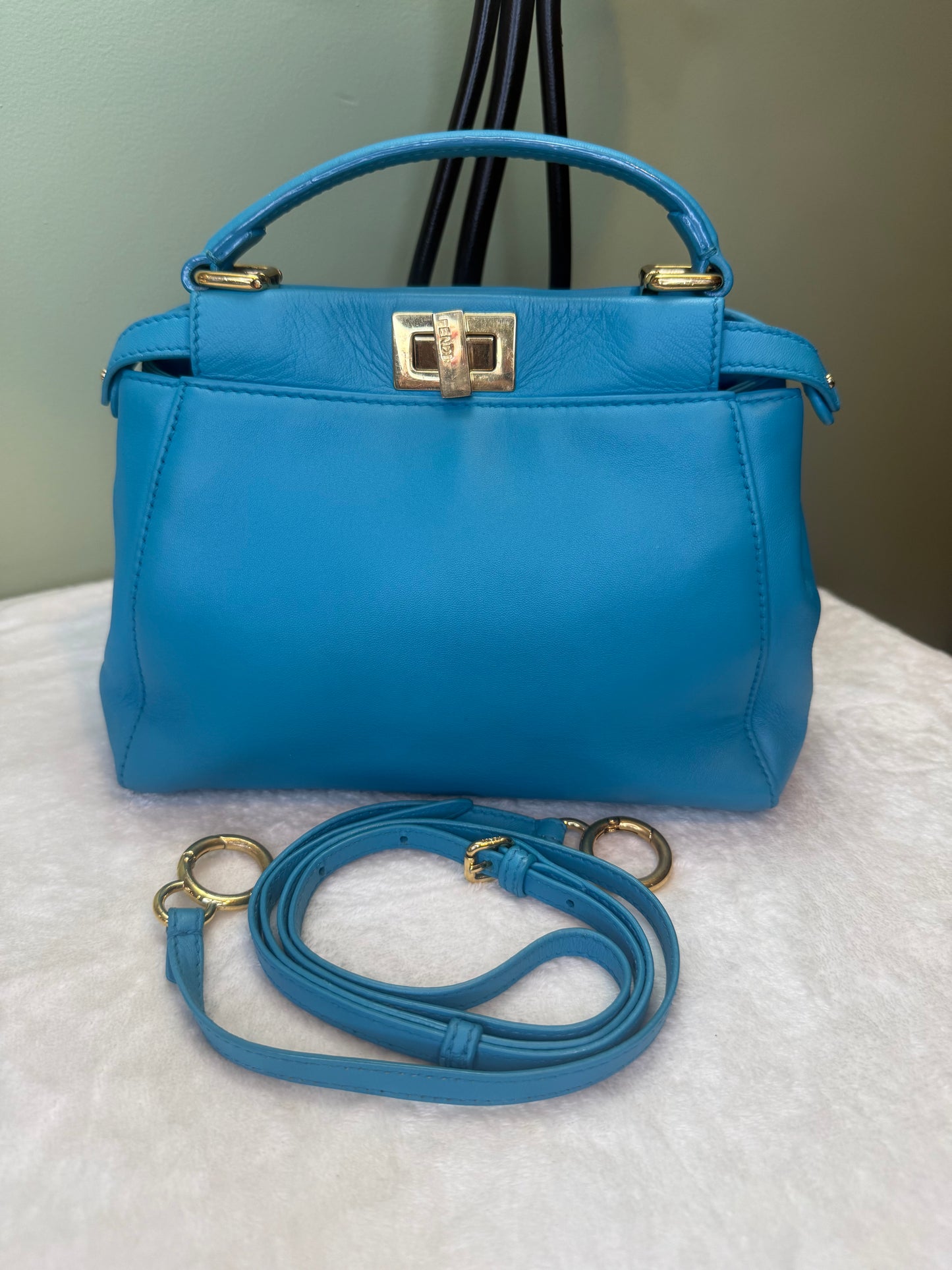 1817. Fendi Blue Nappa Mini Peekaboo
