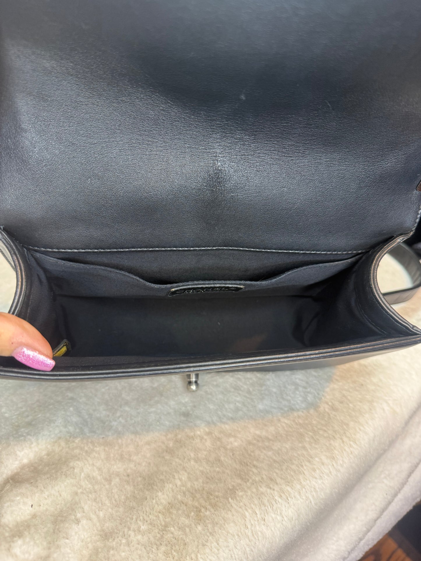 756. Chanel Black Medium LeBoy bag with silver hardware