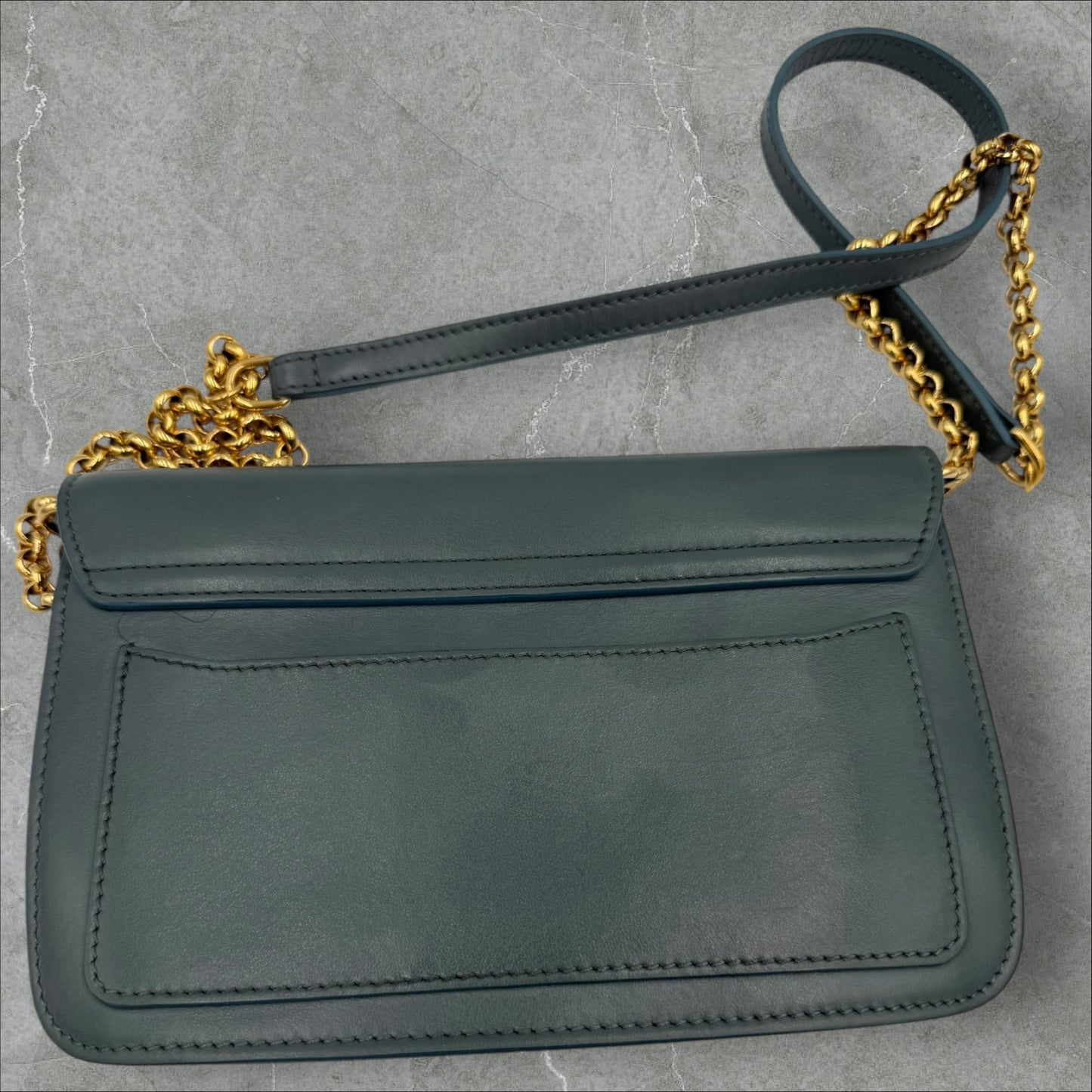 316. Chloe Leather C Smog Blue Shoulder Bag