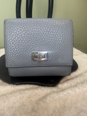 1425. Fendi Blue Pebbled Leather Compact Peekabo Wallet