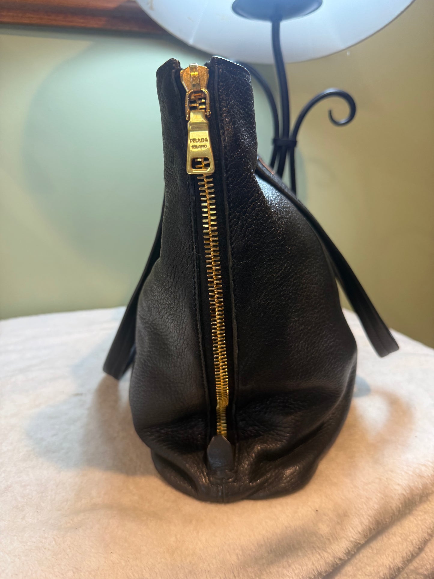 1661. Prada Black Vitello Daino Leather Tote
