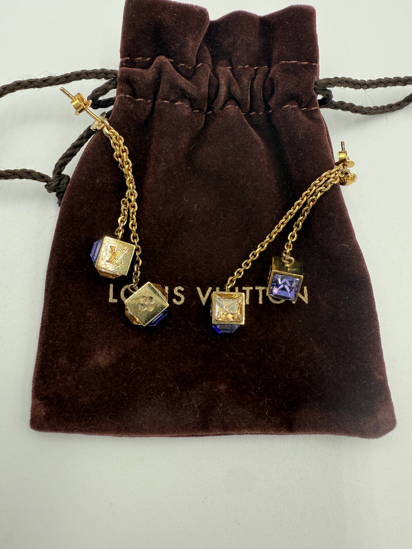 Louis Vuitton Swarovski Gamble Earrings in Azur and Gold