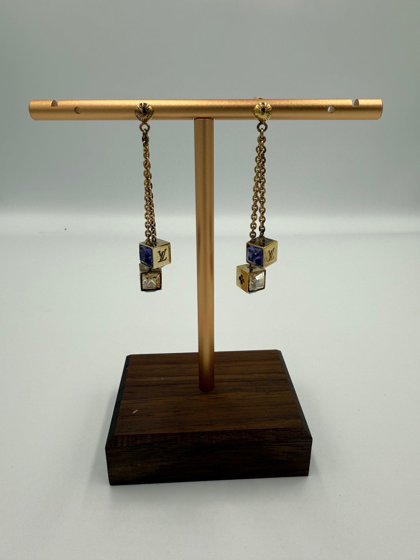 Louis Vuitton Swarovski Gamble Earrings in Azur and Gold
