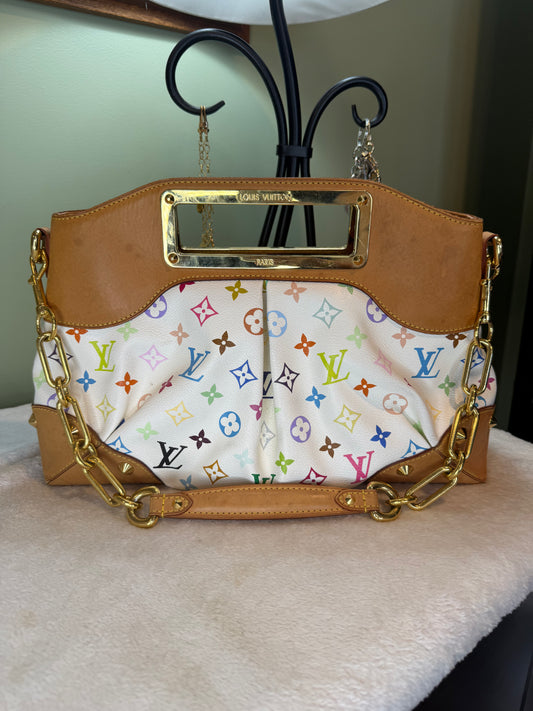 489. Louis Vuitton White Murakami Judy MM