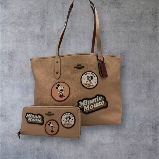 Special Edition Coach Minnie Mouse Tote Bag with Wallet bundle