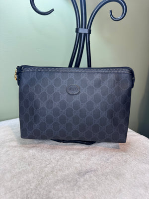 1383. Gucci  Black Vintage GG Monogram Cosmetic Bag