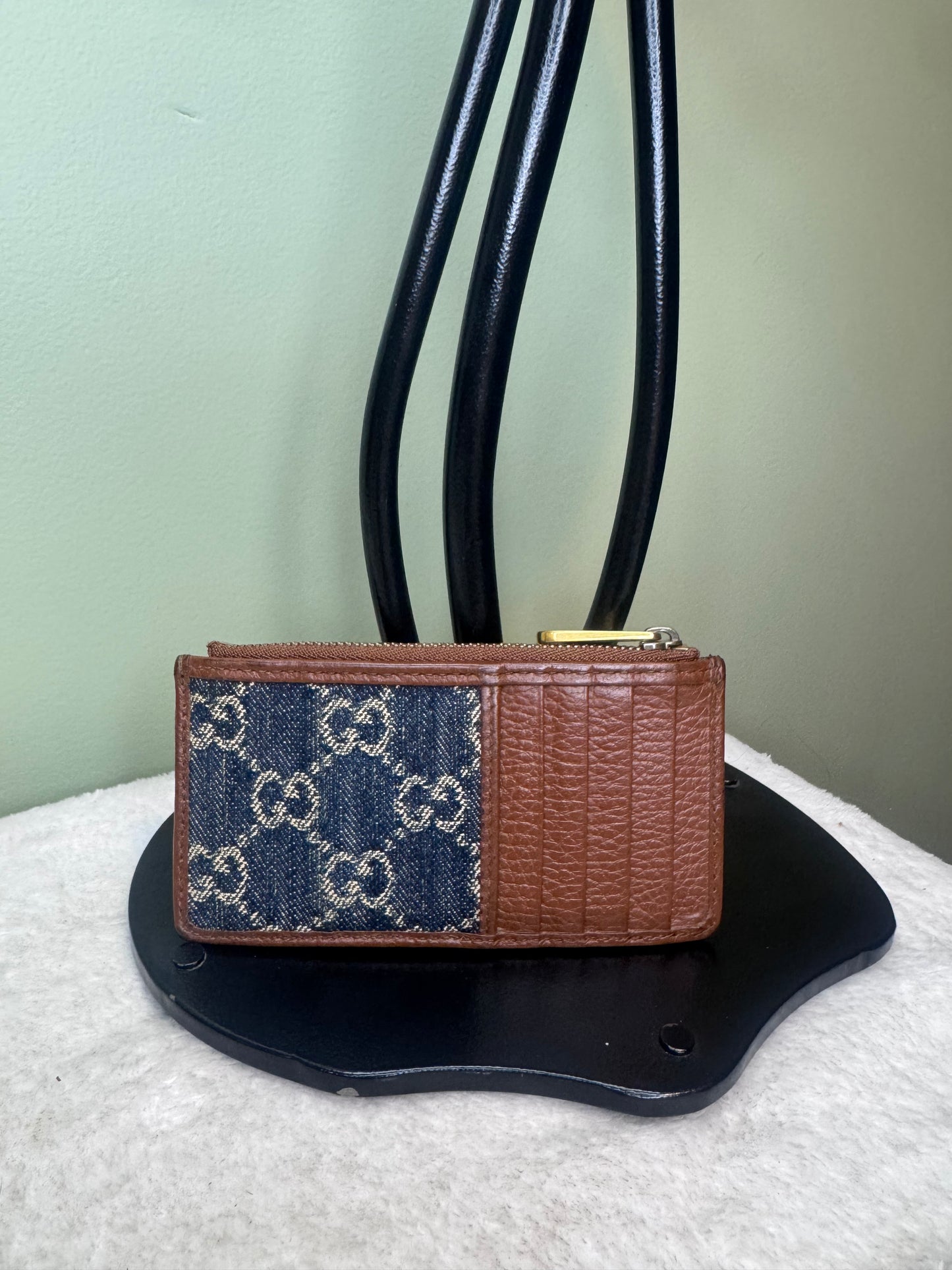 1392. Gucci GG Denim Leather Coin Card Case